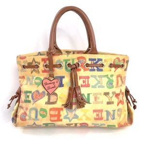 Dooney Bourke Vintage Rainbow Signature Coated Canvas Baguette Satchel Purse